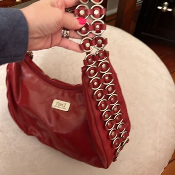 VTG *ROCKSTUD* Wide Vegan Patent Style Strap Handbag ROCKER 90’s Y2K 80’s - Picture 3 of 16